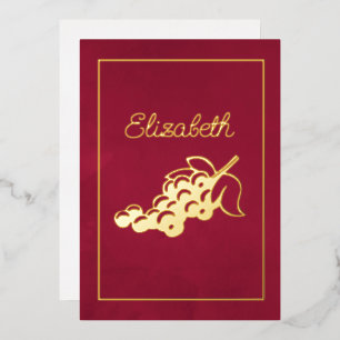 Burgundy and Gold Italian Wine Bridal Shower Foil  Invitation