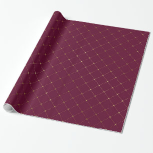 Burgundy and Gold Lattice Pattern Wrapping Paper