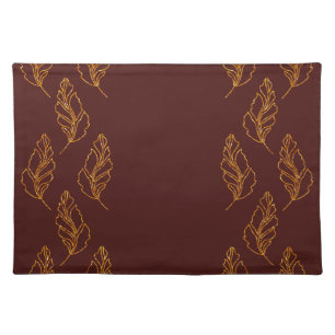 Burgundy and Gold Leaf Cloth Placemat