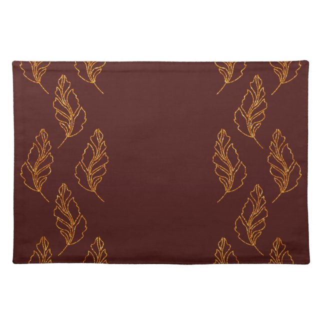 Burgundy and Gold Leaf Cloth Placemat (Front)