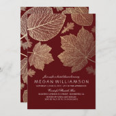 Burgundy and Gold Leaves Fall Bridal Shower Invitation (Front/Back)