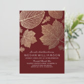 Burgundy and Gold Leaves Fall Bridal Shower Invitation (Standing Front)