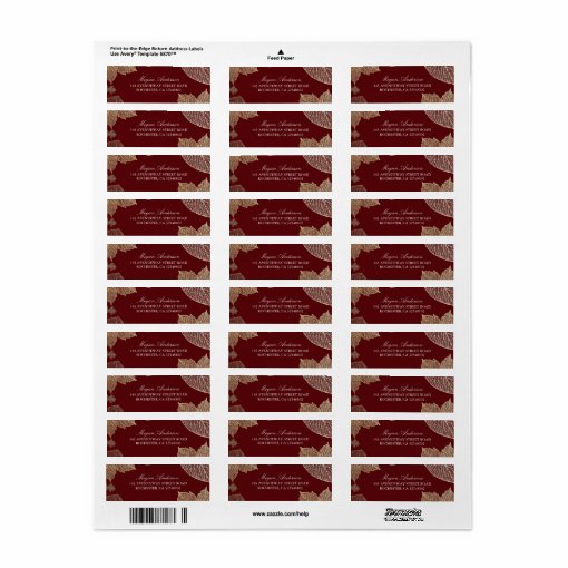 Burgundy and Gold Leaves Fall Wedding Label | Zazzle