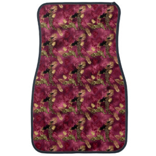 Burgundy and Gold Leopard Series Design 10 Car Floor Mat