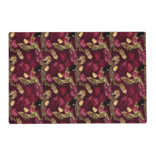 Burgundy and Gold Leopard Series Design 12 Placemat