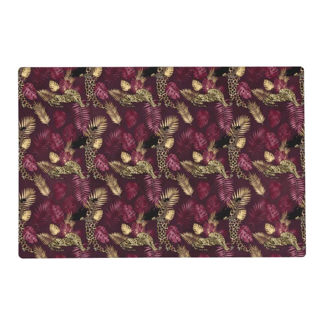 Burgundy and Gold Leopard Series Design 12 Placemat (Front)