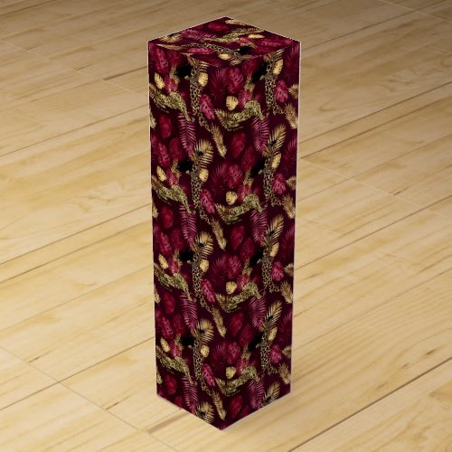 Burgundy and Gold Leopard Series Design 12 Wine Box