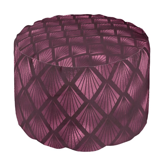 Burgundy and Gold Leopard Series Design 16 Pouf (Angled Front)