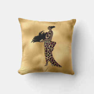 Burgundy and Gold Leopard Series Design 17 Throw Pillow