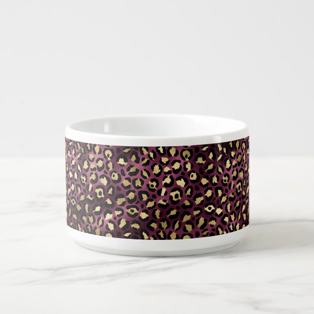 Burgundy and Gold Leopard Series Design 1 Bowl (Center)