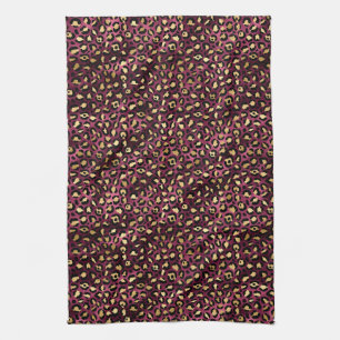 Burgundy and Gold Leopard Series Design 1 Kitchen Towel