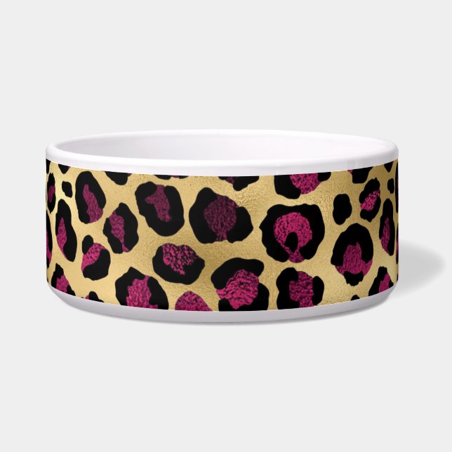 Burgundy and Gold Leopard Series Design 2 Bowl (Front)