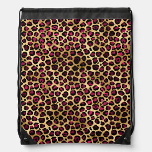 Burgundy and Gold Leopard Series Design 2 Drawstring Bag