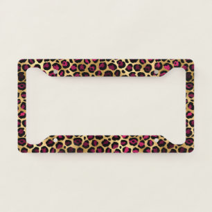 Burgundy and Gold Leopard Series Design 2 License Plate Frame