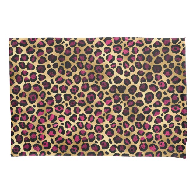 Burgundy and Gold Leopard Series Design 2 Pillow Case (Front)