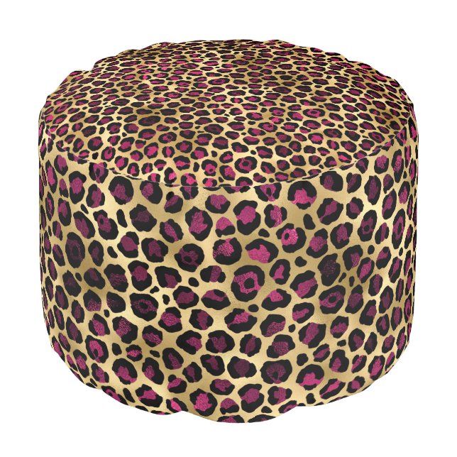 Burgundy and Gold Leopard Series Design 2  Pouf (Angled Front)