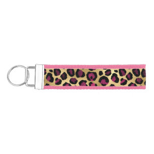 Burgundy and Gold Leopard Series Design 2 Wrist Keychain