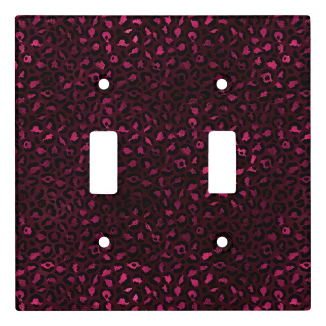 Burgundy and Gold Leopard Series Design 3 Light Switch Cover (Front)