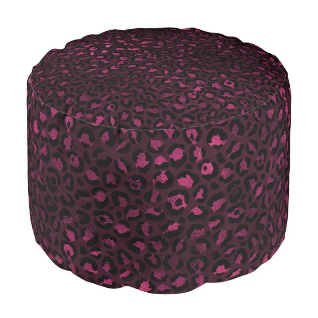 Burgundy and Gold Leopard Series Design 3  Pouf (Angled Front)