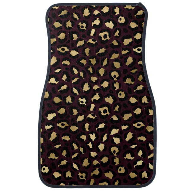 Burgundy and Gold Leopard Series Design 8 Car Floor Mat (Front)