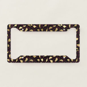 Burgundy and Gold Leopard Series Design 8 License Plate Frame