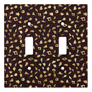 Burgundy and Gold Leopard Series Design 8 Light Switch Cover