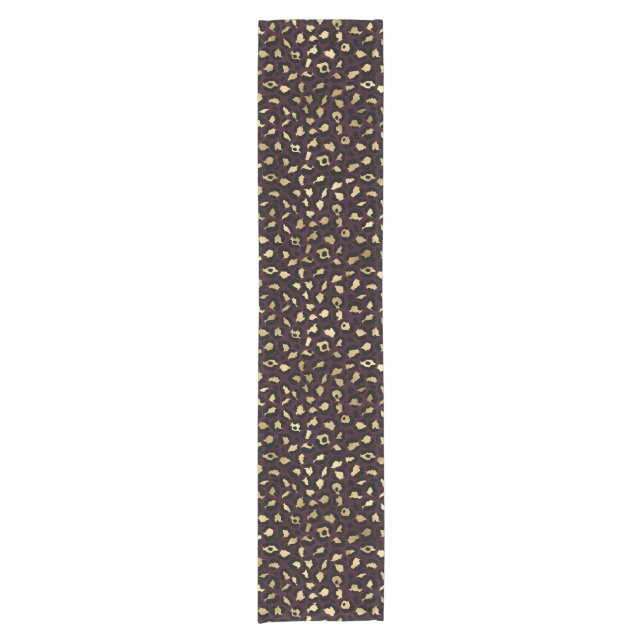 Burgundy and Gold Leopard Series Design 8 Short Table Runner (Front)