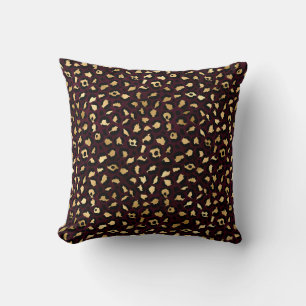 Burgundy and Gold Leopard Series Design 8 Throw Pillow