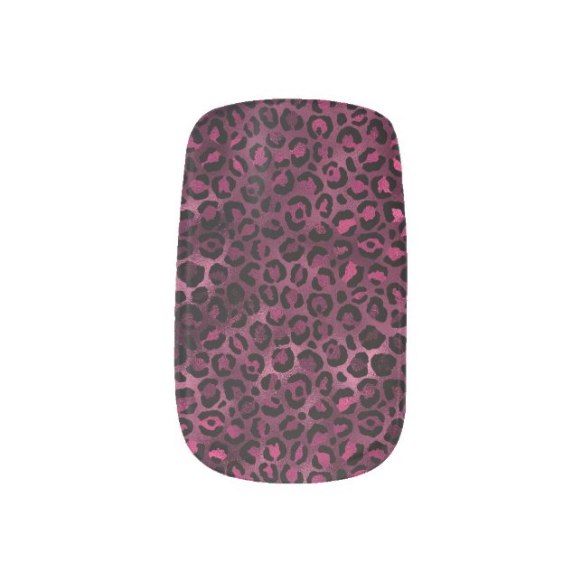 Burgundy and Gold Leopard Series Design 9 Minx Nail Art (Left Thumb)