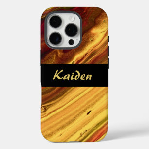 Burgundy and Gold Marble iPhone 16 Pro Case