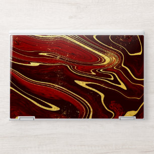 Burgundy and Gold Marble HP Laptop Skin