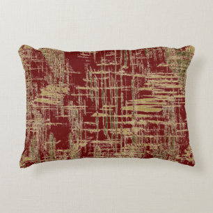 Burgundy and Gold Modern Art Accent Pillow