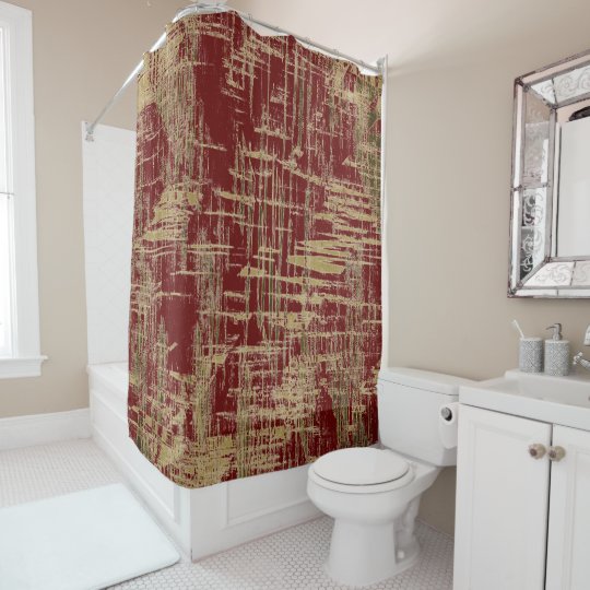 Burgundy and Gold Modern Art Shower Curtain