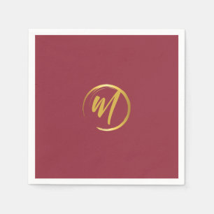 Burgundy and Gold Monogram Napkins