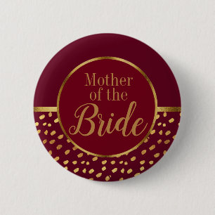Burgundy and Gold Mother of the Bride Wedding Button