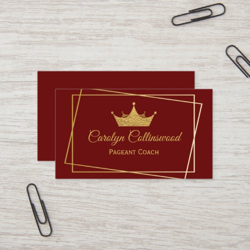 Burgundy and Gold Pageant Coach Business Card