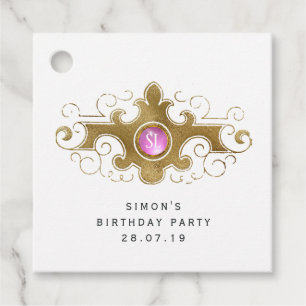 Burgundy and Gold Paris Gemstone Monogram Favor Tags