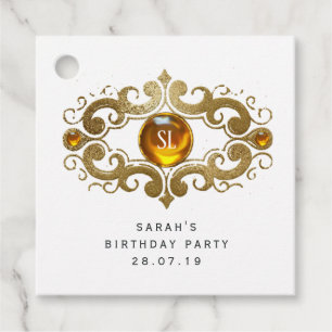 Burgundy and Gold Paris Vintage Lady Gemstone Favor Tags