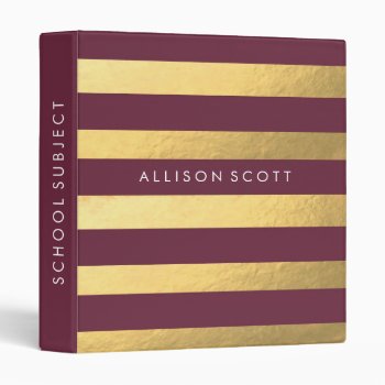 Burgundy And Gold Personalized Binder by coffeecatdesigns at Zazzle