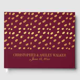 Burgundy and Gold Personalized Wedding Guestbook
