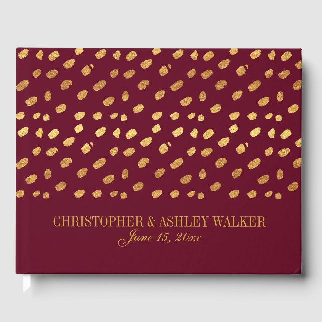 Burgundy and Gold Personalized Wedding Guestbook (Front)