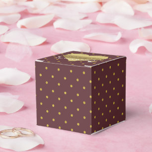 Burgundy And Gold Polka Dots Party Favor Boxes