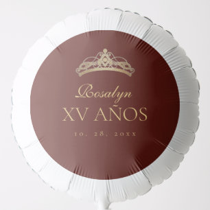 Burgundy and Gold  Quinceanera Balloon