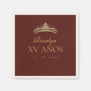 Burgundy and Gold Quinceanera Napkins