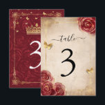 Burgundy and Gold Rose Wedding Table Number Cards<br><div class="desc">Change the number, then add each individual card to your cart until you have all the numbers you need. Using this unique, rustic parchment DIY template, it is simple to create your own elegant table cards for your burgundy and gold party theme. The beautiful, vintage fairy tale design with art...</div>