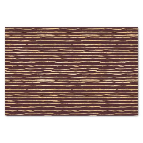 Burgundy and Gold Striped Doodles Elegant Craft Tissue Paper