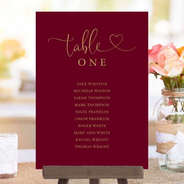 Burgundy And Gold Table Number Seating Chart (Burgundy And Gold Table Number Seating Chart)