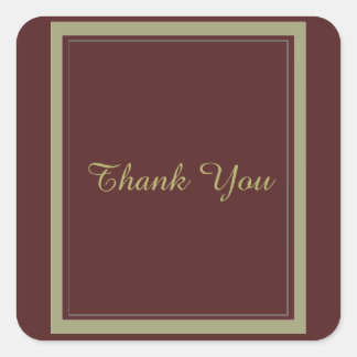 Burgundy and Gold Thank You Square Sticker