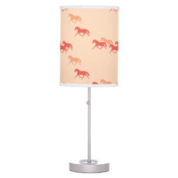 Burgundy And Gold Trotting Horses Pattern Table Lamp by PaintingPony at Zazzle