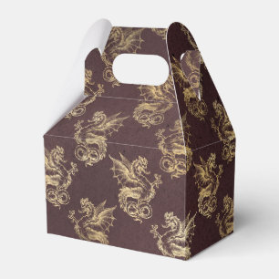 Burgundy and Gold Vintage Dragon Favor Boxes